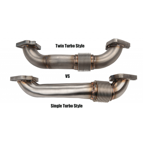 2001-2004 Duramax 2" Stainless Twin Turbo Up Pipe Kit (WCF100589)-Up-Pipes-Wehrli Custom Fabrication-Dirty Diesel Customs