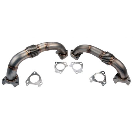2001-2004 Duramax 2" Stainless Twin Turbo Up Pipe Kit (WCF100589)-Up-Pipes-Wehrli Custom Fabrication-Dirty Diesel Customs