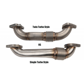 2001-2004 Duramax Passenger 2" Stainless Twin Turbo Style Up Pipe (WCF100648)-Up-Pipes-Wehrli Custom Fabrication-WCF100648-Dirty Diesel Customs