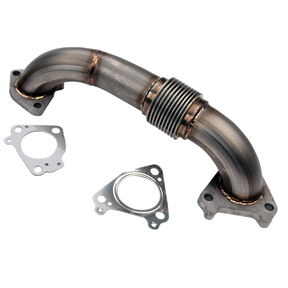 2001-2004 Duramax Passenger 2" Stainless Twin Turbo Style Up Pipe (WCF100648)-Up-Pipes-Wehrli Custom Fabrication-WCF100648-Dirty Diesel Customs