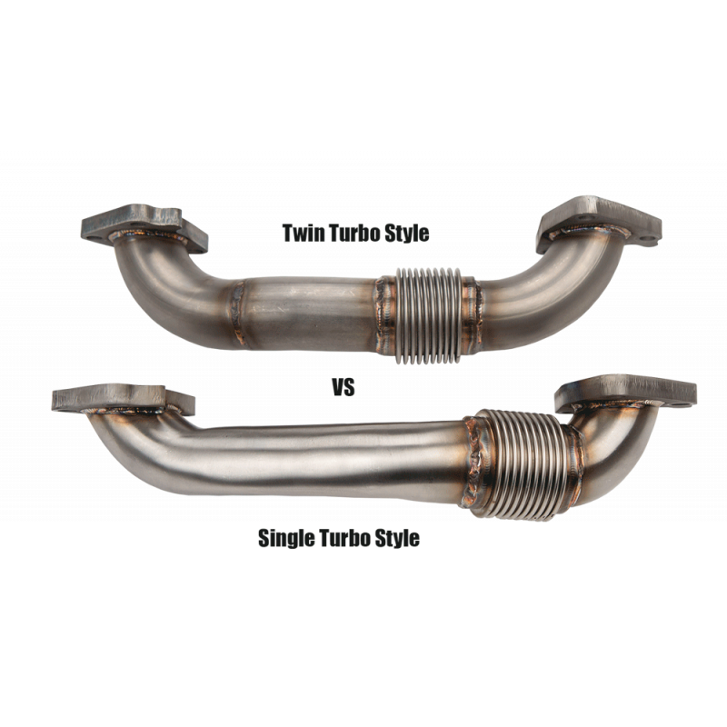 2001-2004 LB7 Duramax Passenger Side 2" Stainless Single Turbo Style Up-Pipe (WCF100654)-Up-Pipes-Wehrli Custom Fabrication-Dirty Diesel Customs