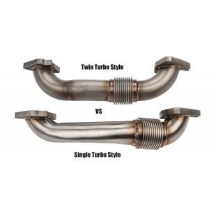 2001-2004 LB7 Duramax Passenger Side 2" Stainless Single Turbo Style Up-Pipe (WCF100654)-Up-Pipes-Wehrli Custom Fabrication-WCF100654-Dirty Diesel Customs