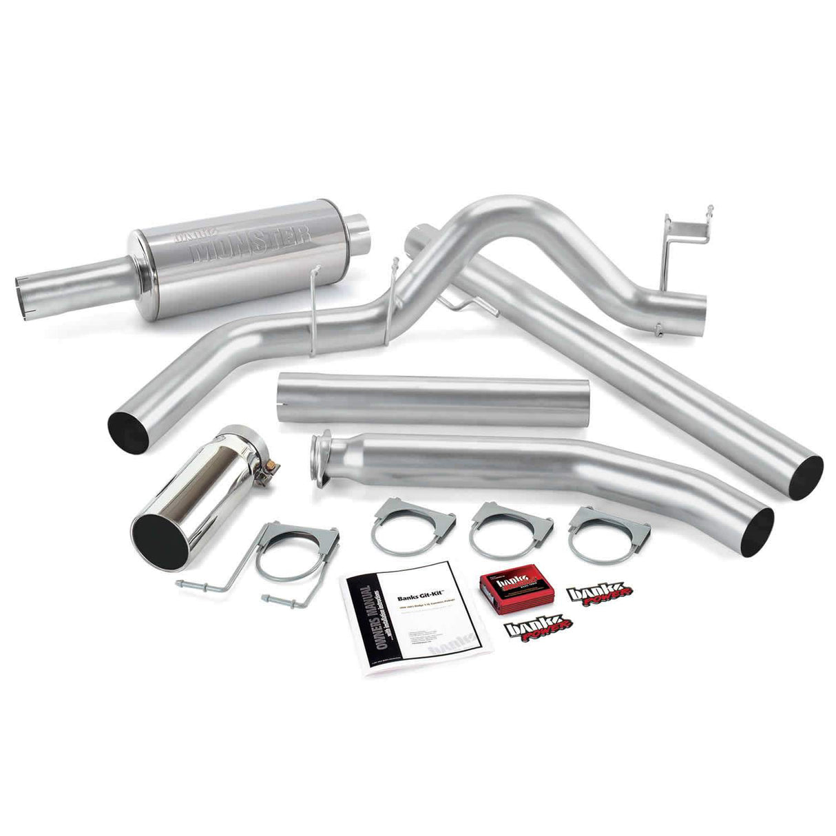 2001 Cummins Git-Kit Bundle System w/Single Exit Chrome Standard Cab (49359)-Computer Chip Programmer Kit-Banks Power-49359-Dirty Diesel Customs