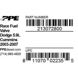 2003-2007 Cummins Race Fuel Valve (213072800)-Fuel Valve-PPE-Dirty Diesel Customs