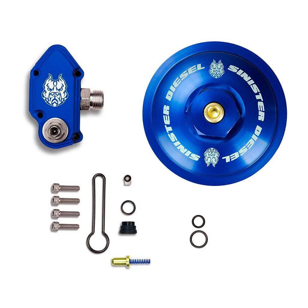 2003-2007 Powerstroke Blue Spring Kit w/Adjustable Billet Spring Housing (SDG-6.0P-FBADJ-03-01-20)-Fuel Return Kit-Sinister-Dirty Diesel Customs