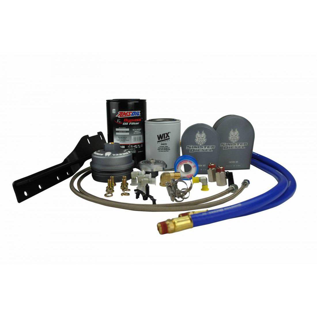 2003-2007 Powerstroke Oil Filter and Coolant Filtration System - Gray (SDG-EOF-CF-6.0)-Oil Filtration Kit-Sinister-SDG-EOF-CF-6.0-Dirty Diesel Customs