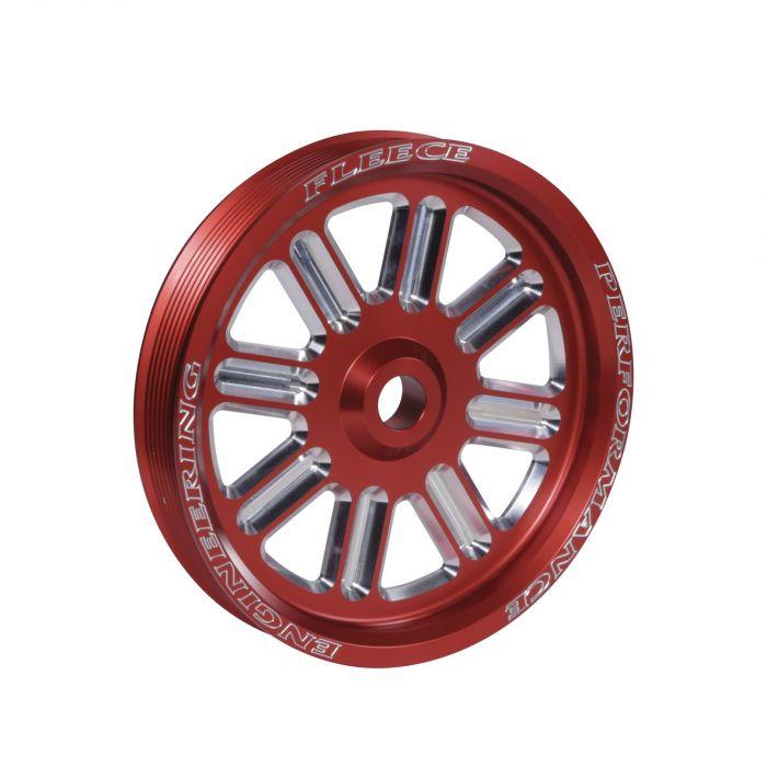 2003-2018 Cummins Dual Pump Spoke Pulley (FPE-34211-BLK-SPK)-Dual Pump Pulleys-Fleece Performance-FPE-34211-RED-SPK-Dirty Diesel Customs