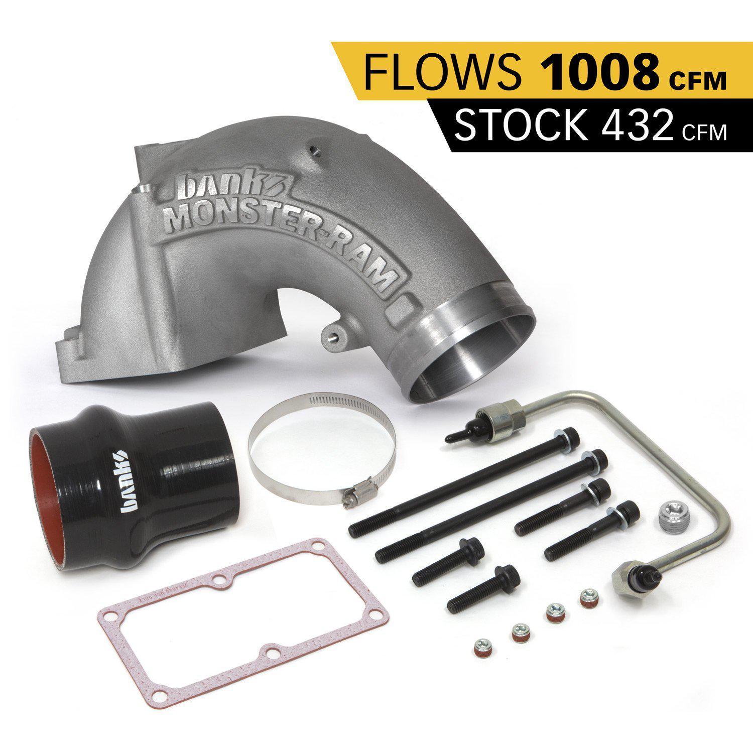 2007.5-2018 Cummins 4" Monster-Ram Intake w/ Fuel Line (42790)-Intake Elbows-Banks Power-42790-Dirty Diesel Customs