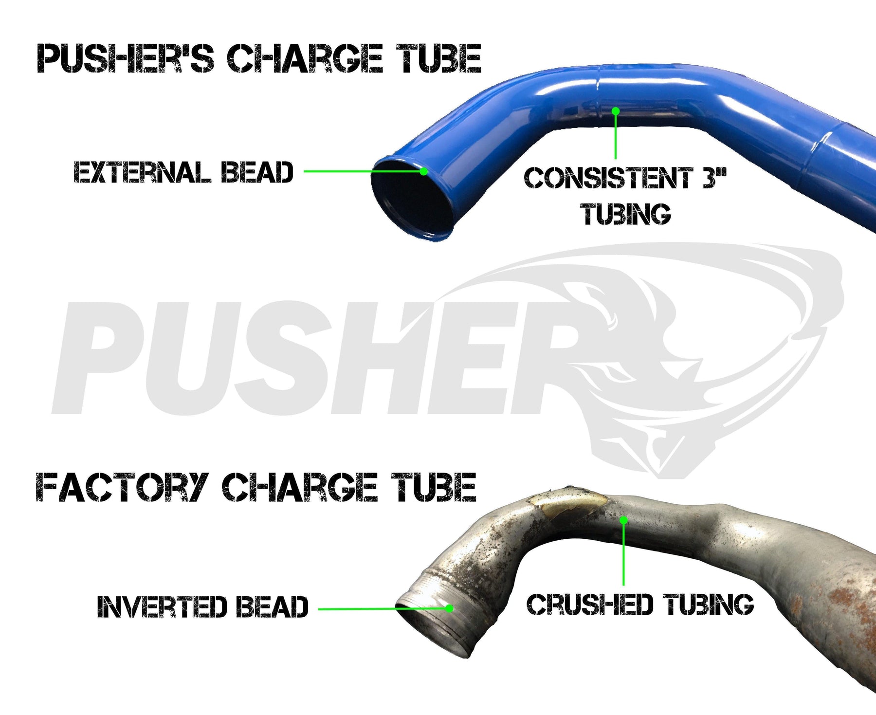 2008-2010 Powerstroke 3" Passenger Side Charge Tube (PFP0810BT)-Intercooler Piping-Pusher-Dirty Diesel Customs