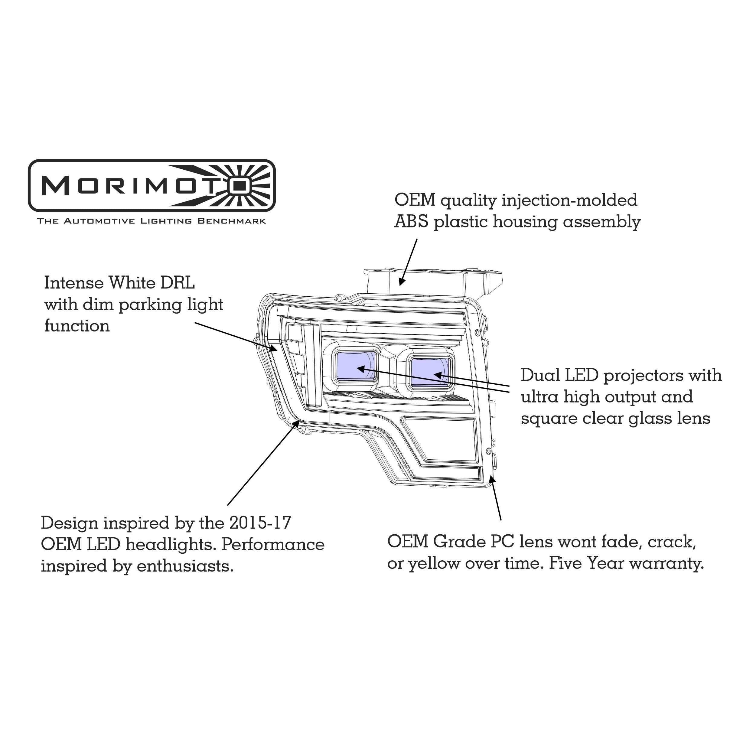 2009-2014 Ford F150 XB Hybrid LED Smoked Headlights (LF552)-Headlights-Morimoto-Dirty Diesel Customs