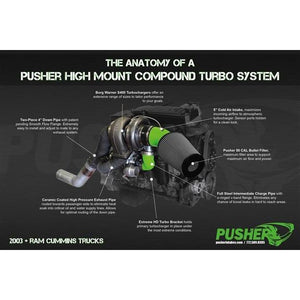 2010-2012 Cummins High Mount Pusher Compound Turbo System (PRC1012HM)-Compound Turbo Kit-Pusher-Dirty Diesel Customs
