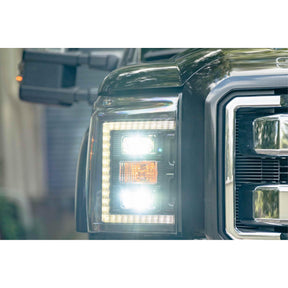 2011-2016 Powerstroke XB Hybrid LED Smoked Headlights (LF553)-Headlights-Morimoto-LF553-Dirty Diesel Customs