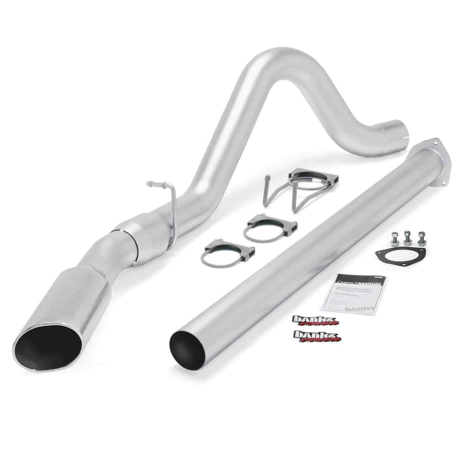 2015-2016 Powerstroke Monster Exhaust w/Single Exit Chrome Tip CCSB/CCLB (49792)-Exhaust System Kit-Banks Power-49792-Dirty Diesel Customs