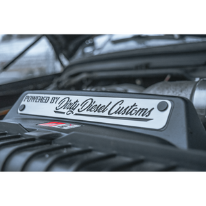 Universal Powered By Dirty Engine Placard-Placard-Dirty Diesel Customs-060-ENG-A010-Dirty Diesel Customs
